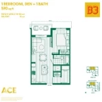 ACE on the Drive Plan B3 1 bed+1 bath