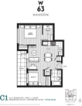 W63 Mansion Plan C1 JR 2 bed+DEN+1 bath