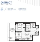 District Northwest Plan C1 1 bed+DEN+1 bath