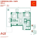 ACE on the Drive Plan C 2 bed+DEN+1 bath