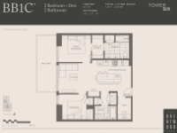 The Amazing Brentwood - Tower 6 Plan BB1C 2 bed+DEN+2 bath