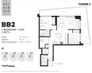 The Amazing Brentwood - Tower 5 Plan BB2 2 bed+DEN+2 bath