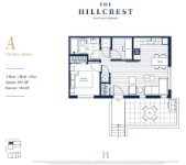 The Hillcrest Plan A 1 bed+1 bath+Flex