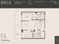 The Amazing Brentwood - Tower 6 Plan BB1A 2 bed+DEN+2 bath