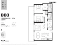 The Amazing Brentwood - Tower 5 Plan BB3 2 bed+DEN+2 bath
