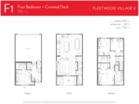 Fleetwood Village II Plan F1 4 bed+Covered Deck+ 3 bath