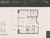 The Amazing Brentwood - Tower 6 Plan BB1D 2 bed+DEN+2 bath