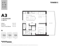 The Amazing Brentwood - Tower 5 Plan A3 1 bed+1 bath