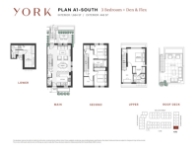 York Plan A1-South 3 Bedroom + Den & Flex