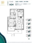 Park Residences II Plan AD4 1 bed+Guest JR 2 bed
